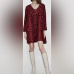 ZARA  Amy Dress Red Snakeskin Print Oversized Mini Dress Size Small Long Sleeves Photo 2