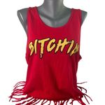 Superluxe Hulk Hogan Women's Red Tank Top Cut Fringe Bottom Size Large Photo 1