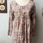 Vintage 90s Patchwork Floral Babydoll Dress Small Tan Photo 0