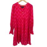 Pomander Place Dress XXL Pink Red Tiered Long Sleeve‎ V Neck Casual Photo 3