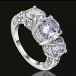 TJ Maxx Size 7 White Sapphire Silver Anniversary Band 10KT Photo 1