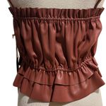 Sunday in Brooklyn Anthropologie  Faux Leather Pleated Peplum Top Size Small NWT Photo 4