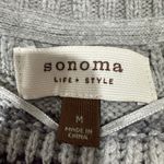 Sonoma Cardigan Sweater Womens M Gray Purple Striped Knit Belted Short Sleeve Photo 2