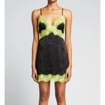Alice + Olivia Zaira Lace Trim Mini Dress Black/Lime Punch Sz 2 Photo 1