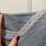 Brandy Melville  Blue Striped White Lace Tank Top Photo 2