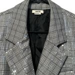 Jason Wu  Oversized Silver Gray Plaid Sequined Blazer Jacket Double Breasted S Photo 6