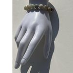 Jade MultiColor Jade Gray Cream Brown Stone Round Bead Bracelet Size 6.5 Green Photo 3