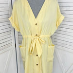 ZARA  Button Front Tie Waist Shirt‎ Dress Yellow XS Cap Sleeve Photo 0