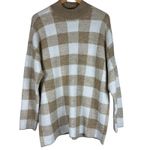 Loft NWT Buffalo Plaid Sweater Womens XL Tan White Mock Neck Cozy Preppy Fall Photo 1