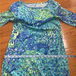 Lilly Pulitzer Marlowe Peacock T-Shirt Dress Blue Green Boatneck Size XS Photo 10