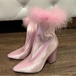 Dolls Kill Boots Pink Faux Fur Boots Photo 3