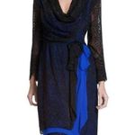 BCBGMAXAZRIA Blue Runway Long Sleeve Tired Silk Skirt Dress 4 Photo 0