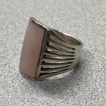 Bold Sterling Silver Statement Piece Ring Rectangular Mother of Pearl Inlay Sz 7 Photo 7