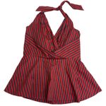 Anthropologie Odille Tank Top Women Size 6 Red Melosa Stripe Peplum Halter Y2K Photo 0