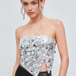 Cider SEQUIN ASYMMETRICAL SPLIT TUBE CROP TOP Photo 0