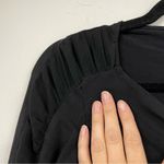 Cache  Black Ruched Long Sleeve Blouse Womens S Scoop Neck Rosettes Whimsigoth Photo 2