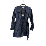 Shona joy NWT  Navy Woven Linen Wrap Dress, MiniLength Size 6 Photo 3