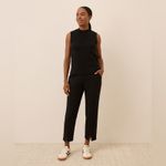 Babaton  Aritzia Black Sleeveless Mock Neck Open Tie Back Top Size Large Photo 4