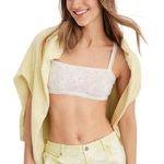 Aerie Coral Lace Mesh Bandeau Bralette Bra Cream Women's Size Medium Photo 0