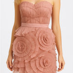 BCBGMAXAZRIA Vintage BCBG Maxazria Strapless, Tulle, Floral, Pink Glinda Mini Dress Sz 8 Photo 0