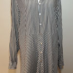 J Jill Shirt Button Up TunicTop Roll Tab Sleeve Gray White Striped Flowy M Size M Photo 0