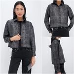 Tuckernuck NWT  metallic tweed jasper cropped button down size L Photo 1
