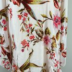 TINSEL Floral Print Pleated‎ Ruffle Hem High Neck Long sleeve Dress Size Medium Green Photo 6