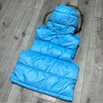 American Eagle AE NWT Faux Fur Hooded Puffer Vest Blue M Photo 5