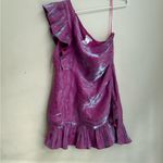 TCEC  One shoulder metallic foil ruffle dress SIZE M pit to pit 17” 
length 25” Photo 2
