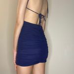 Lucy in the Sky navy open back scrunch mini bodycon dress S Photo 4