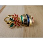 Vintage Holiday Ornament Brooch, Vintage Christmas Brooch, Holiday Pin Gold Photo 4
