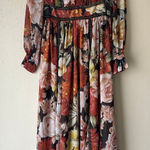 L'ATISTE Burnt Orange Floral Semi Sheer Deep V Maxi Dress Size Small Photo 0