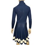 Vineyard Vines  Size S Navy Blue Cream Skater Hem Stripe Turtleneck Sweater Dress Photo 4