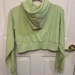 Vivre La Vie Lime Green Cropped Ribbed Hooded Zip Medium Sweater. 2560 Photo 5