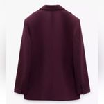 ZARA  STRAIGHT CUT BLAZER OVERSIZED JACKET WINE BURGUNDY SIZE XS NEW Photo 12