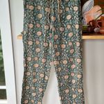 Natura Green Peach Floral Boho Print Cotton Pajama Pants Size Medium Photo 0