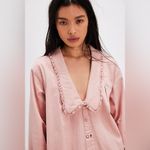 Free People NWOT  Charlie Denim Button-Down Shirt Rose XS EXTRA SMALL Photo 2