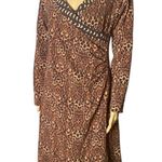 Soft Surroundings LONG SLEEVE ANIMAL PRINT FAUX WRAP RUCHED DRESS SIZE M Photo 0