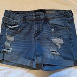 Aeropostale Blue High Rise Midi Distressed Jean Shorts Photo 0
