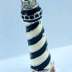 Pacific&Co Lighthouse Brooch Pendant PS& Black White Silver Tone Metal Stripe Ocean Beach Photo 1