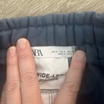 ZARA  Jogger Pants Women's Small Blue Tapered Wide Leg Drawstring Athletic Sweats Photo 1