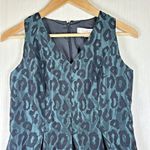 Ann Taylor Loft Women's Dress Sz 2P Green Leopard Print Fit Flare Party Mini Photo 1