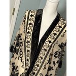 Natural Life Biege/Black Velvet Floral Print Open Cardigan, One Size Photo 1