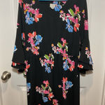 A New Day Women’s‎ Dress Large Black Floral Bell Sleeve V-Neck Office Work And Eawy Photo 0