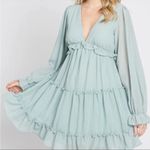 She & Sky NWT Mint Green Chiffon Ruffle Tiered Open Back Maternity Dress Photo 1
