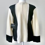 Kasper NWT  100% Wool Cream Black Professional Sweater Jacket Petite Large Photo 3
