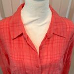 Christopher & Banks  Large Coral Textured Semi-Sheer Button Down Blouse Top Photo 1