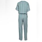 Maje  Pandora Woven Stripe Twill Jacquard Jumpsuit Sz 34 / XS / 2 Aqua teal ASO Photo 4