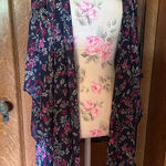 Lane Bryant  Dark Floral Chiffon-Style Kimono, One Size Photo 0
