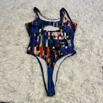 Nike Vintage Thong Bathing Suit High Cut Geometric Y2K Abstract Cut Out Back Photo 8